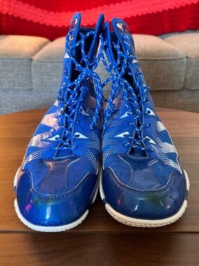 Dudimu Mens Blue Boxing Boots Leather Wrestling Shoes Size 12 S0236.11